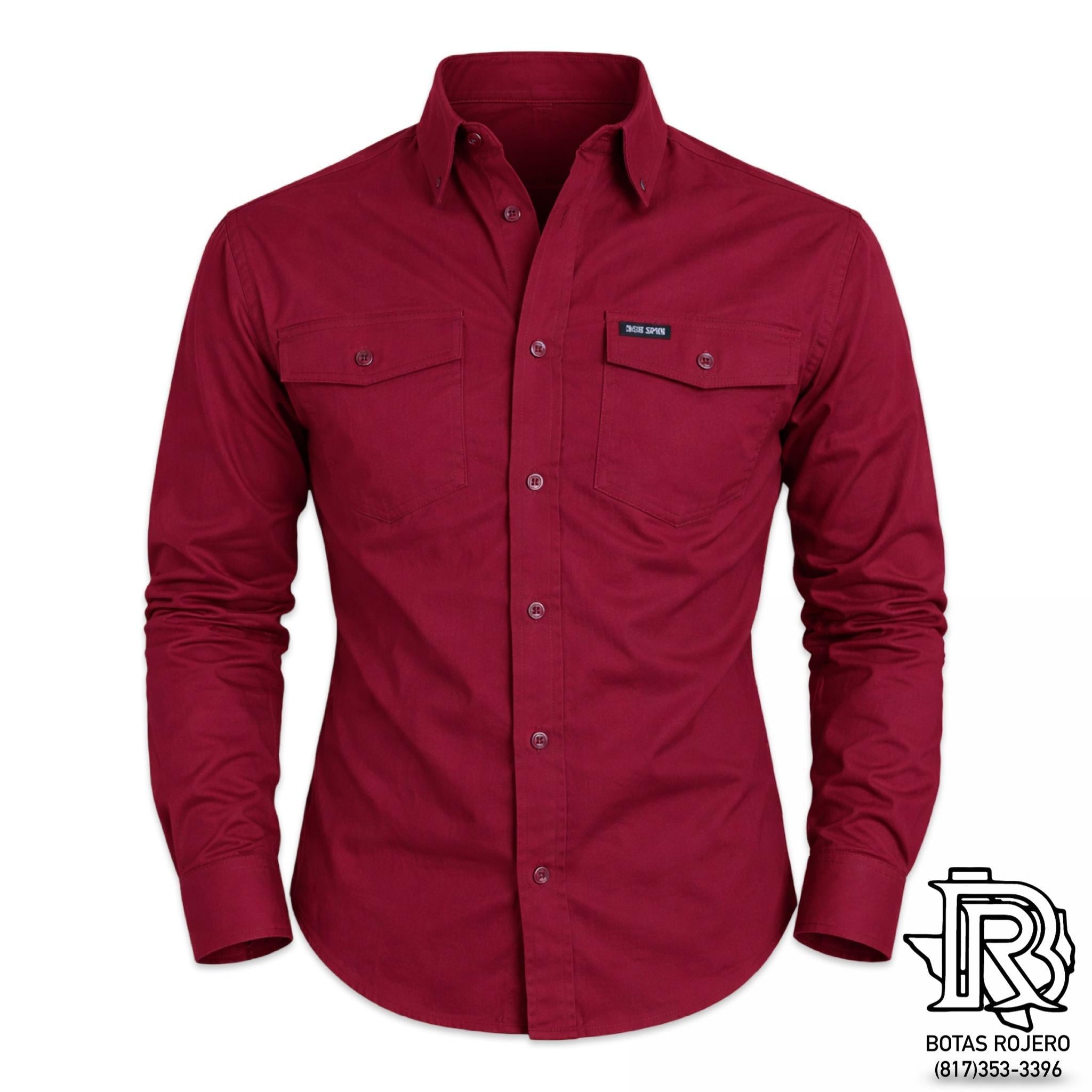 IRON SPUR | MEN WESTERN SHIRT MAROON LONG SLEEVE PEARL SNAP