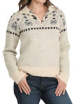 Cinch Ladies Cream Floral Print Pullover Sweater |MAK9917001