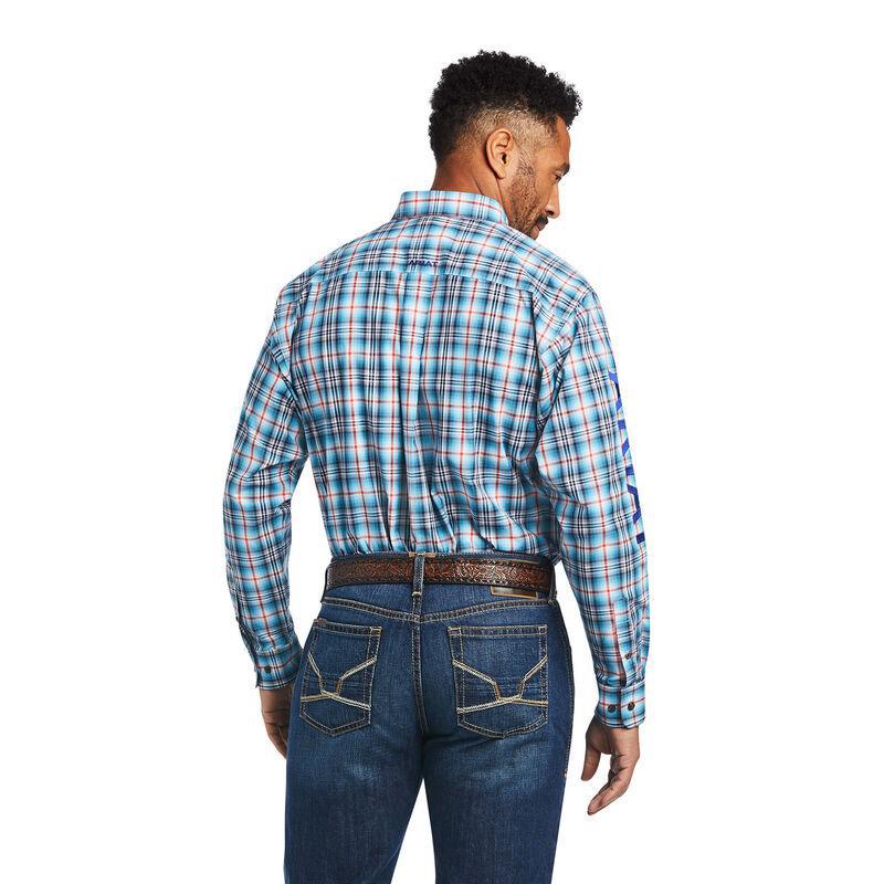 “ Nathaniel “ | Men Ariat Long Sleeve Shirt Blue Square Pattern 10040573