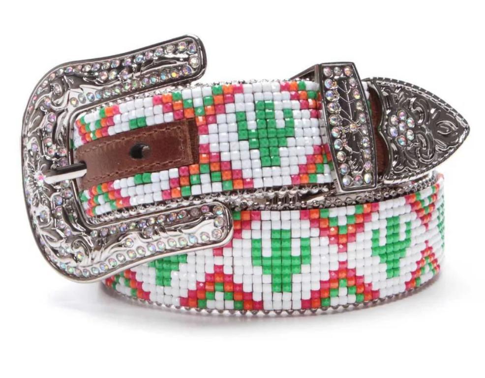 ANGEL RANCH GIRLS BELT 1 1/4" CACTUS BUDS MULTI