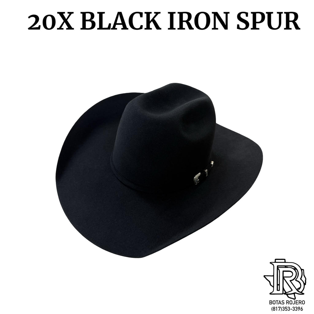 20X IRON SPUR BLACK FELT HAT 4 1/4 INCH BRIM