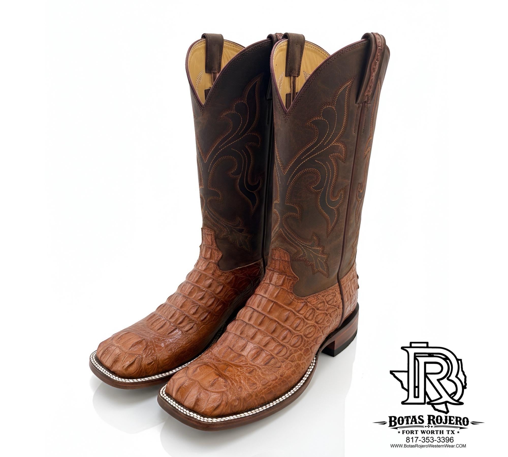 CAIMAN HORNBACK COGNAC HORNBACK MEN SQUARE TOE WESTERN BOOTS