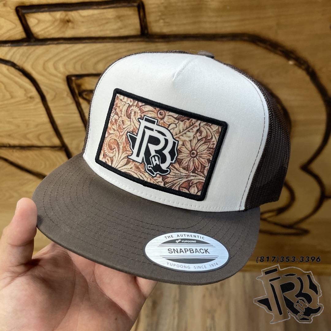 “KYLE” | BR TOOLED LEATHER PATCH CAP BROWN/WHITE/BROWN