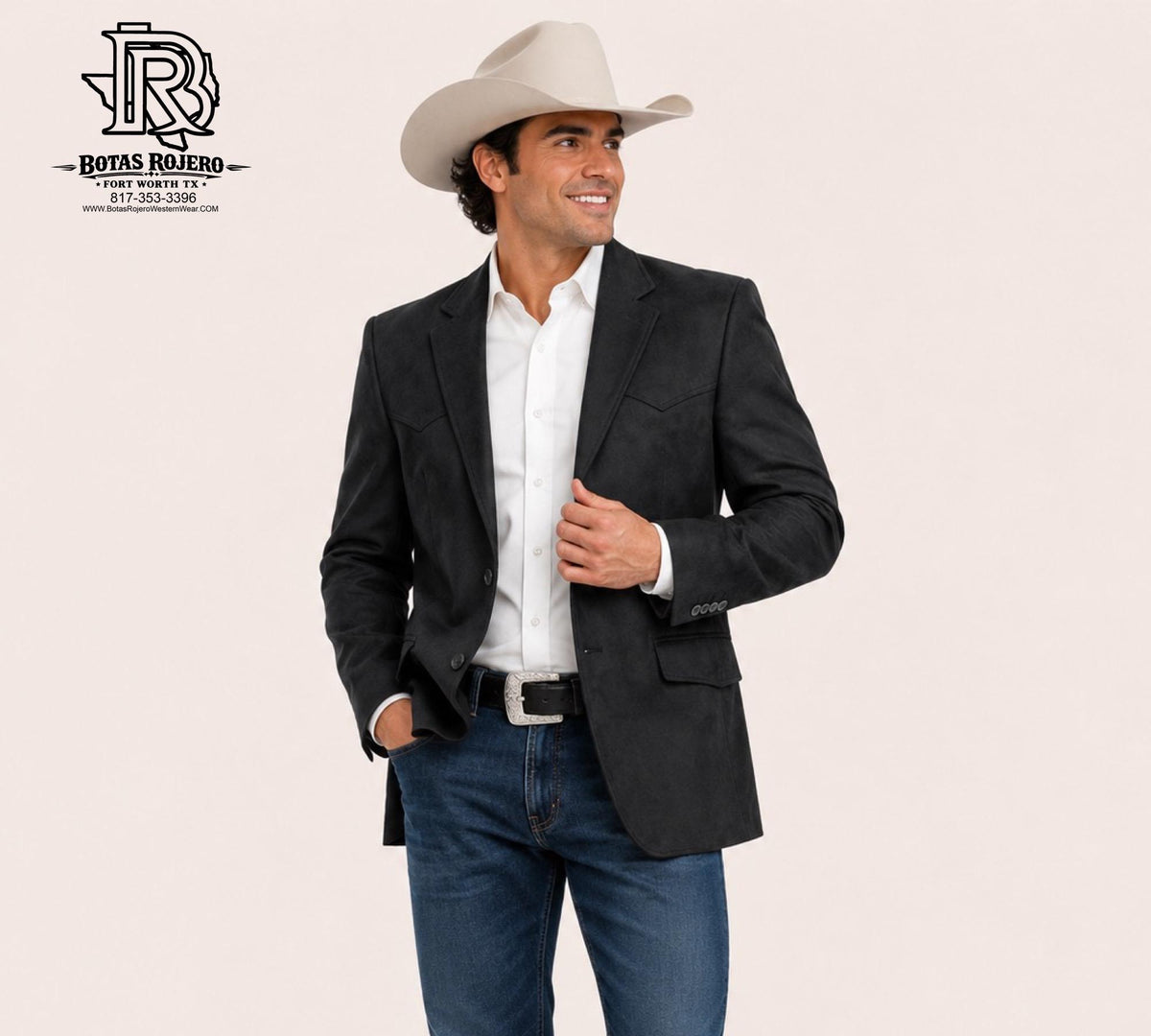 Black Suede Men Western Sport Coat By Iron Spur