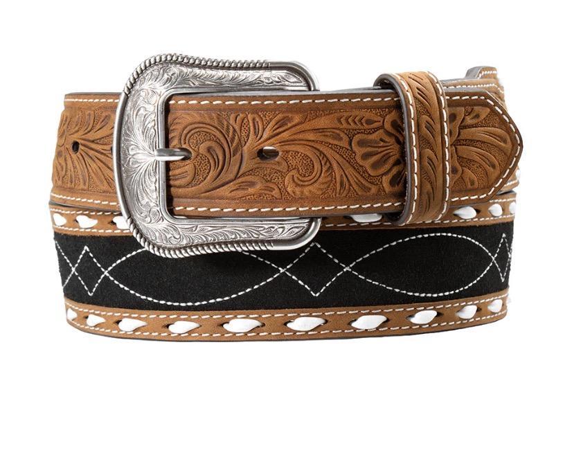3D MEN'S ROUGHOUT INLAY BLACK AND BROWN BELT |D1000207107