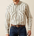 Mens Ariat Finley snap long sleeve cream shirt | 10054659