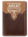 Ariat Men's Crazy Horse Boot Stitch Leather Trifold Wallet |A3567002