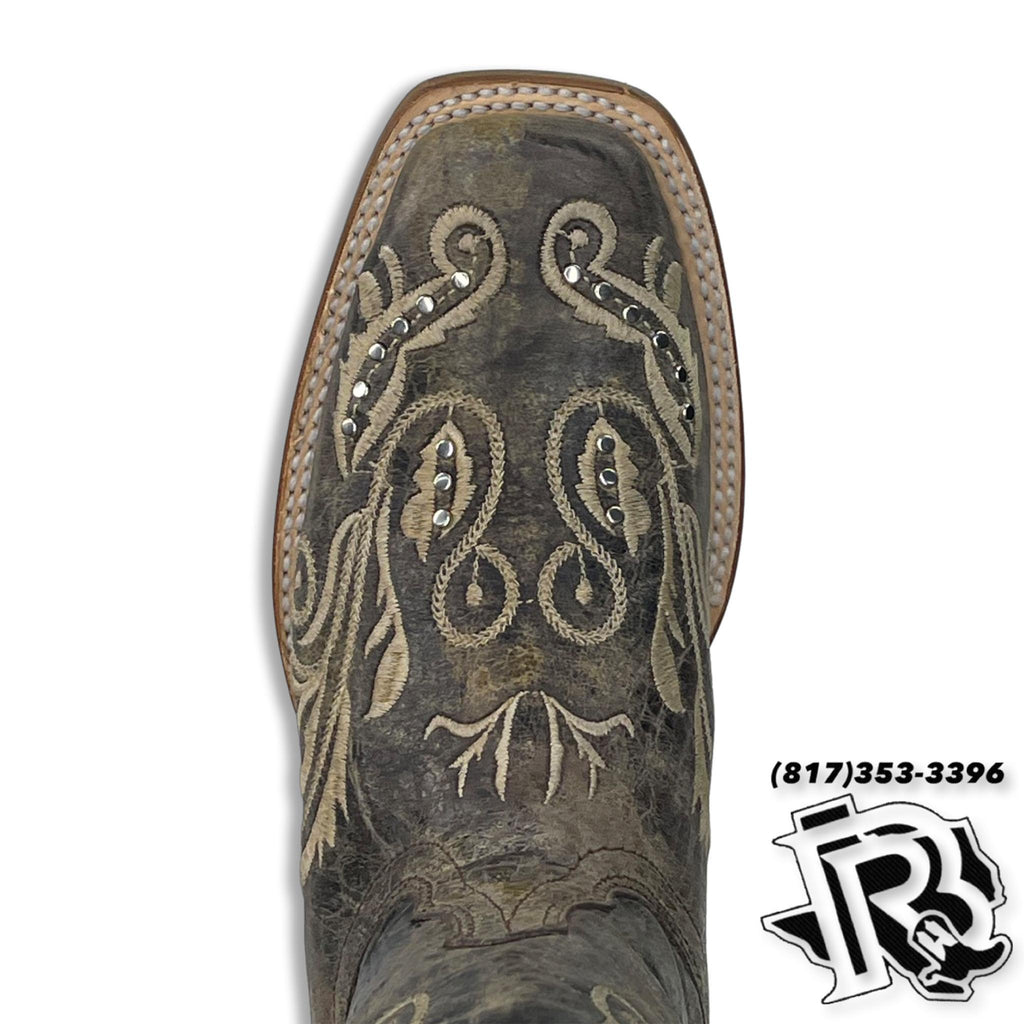 WOMEN BOOTS |WILD FLOWERS STITCHED SQUARE TOE STYLE #115342