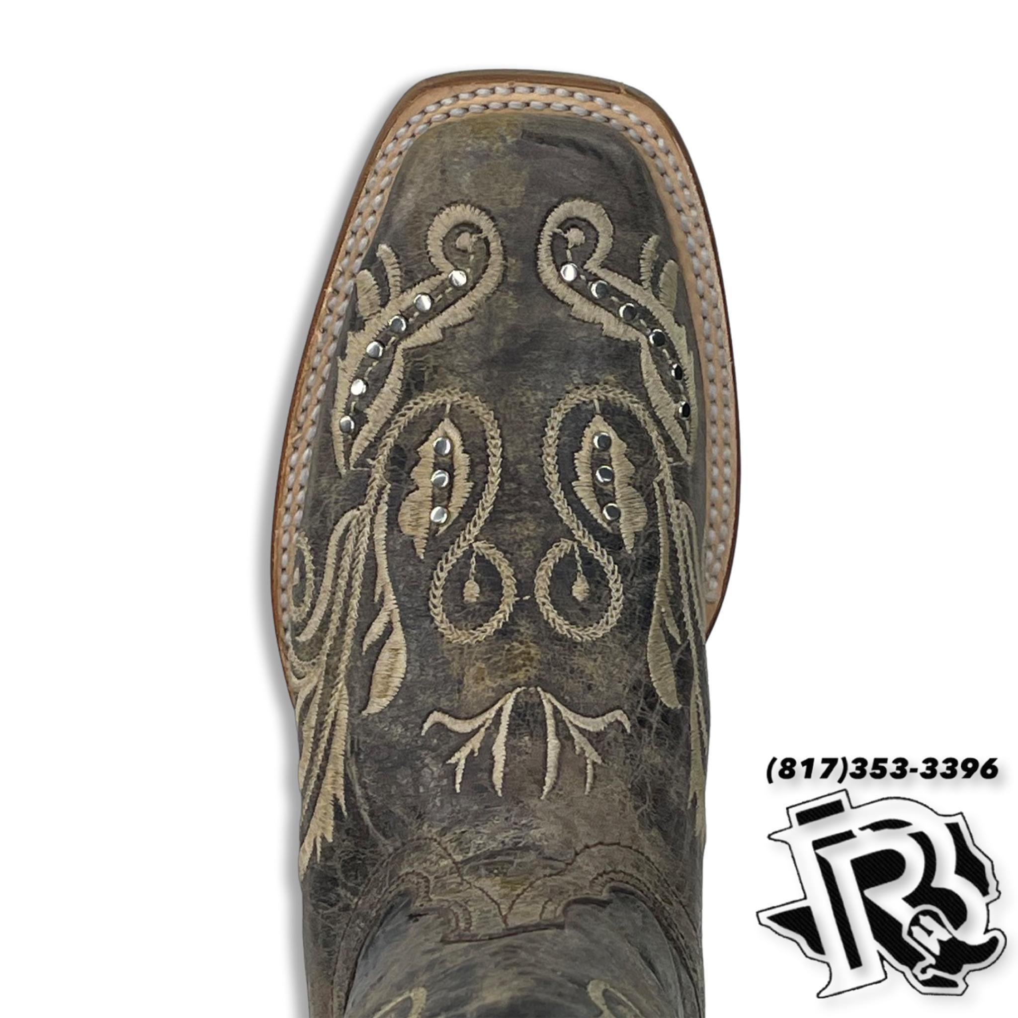 WOMEN BOOTS |WILD FLOWERS STITCHED SQUARE TOE STYLE #115342