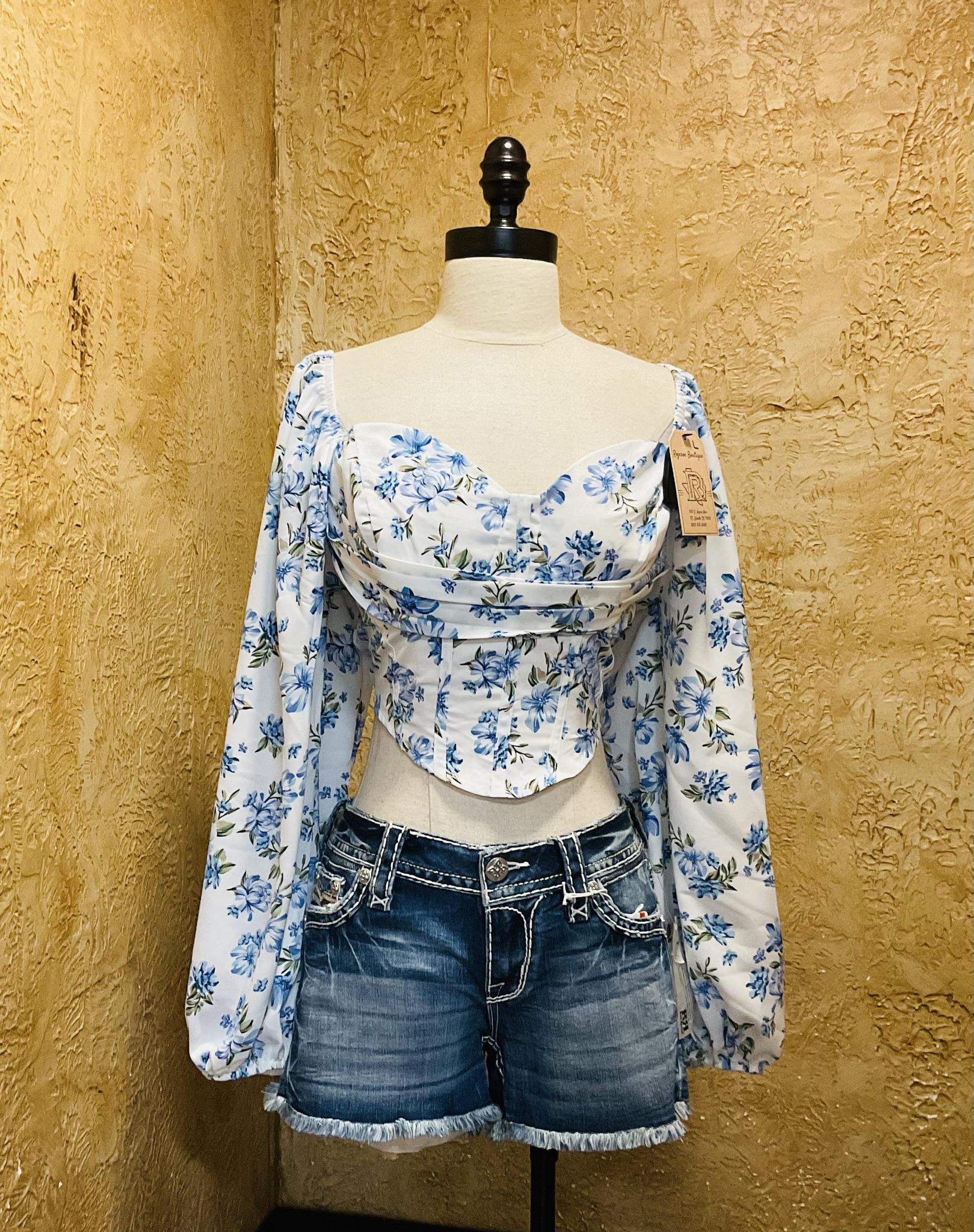 AMELIA BLUE FLORAL TOP