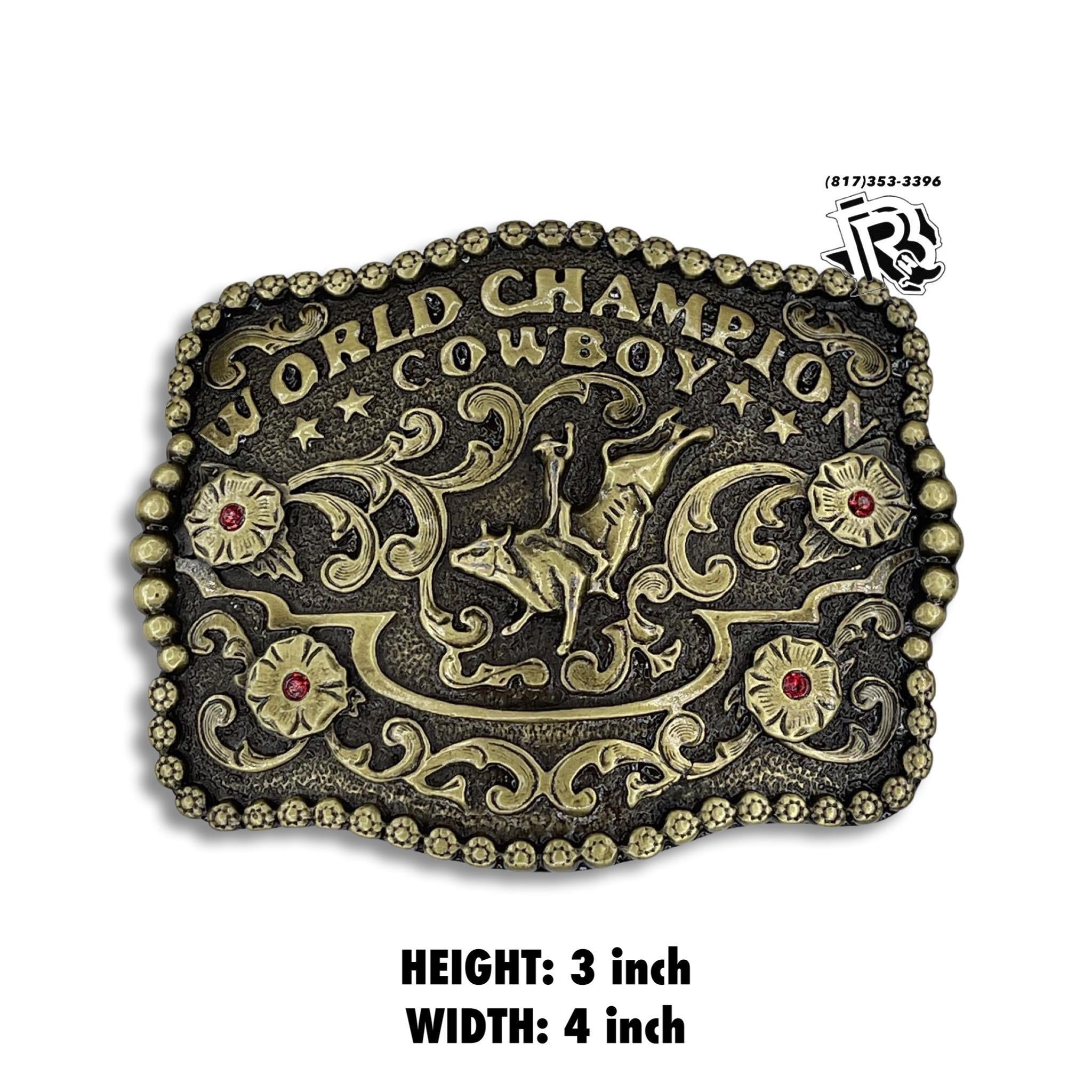 “ World Champion Cowboy “ | MEN WESTERN BELT BUCKLE SQUARE