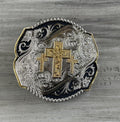 Triple Cross Engraved 2 Tone Buckle by Taylor Brand TBB4000TC