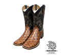 PIRARUCU MEN FISH SQUARE TOE BOOTS COLOR COGNAC