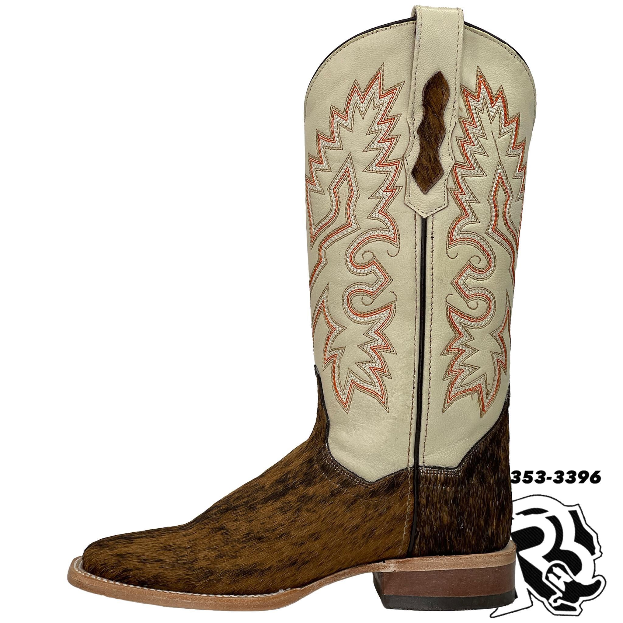 WOMEN COWHIDE BOOTS | SQUARE TOE BROWN COWHIDE