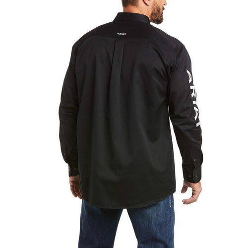 Ariat Mens Team Logo Twill Classic Fit Shirt Black & White | 10017497