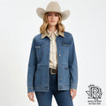 WOMEN'S UNLINED CANVAS COLLAR BARN JACKET IN DENIM |112353148