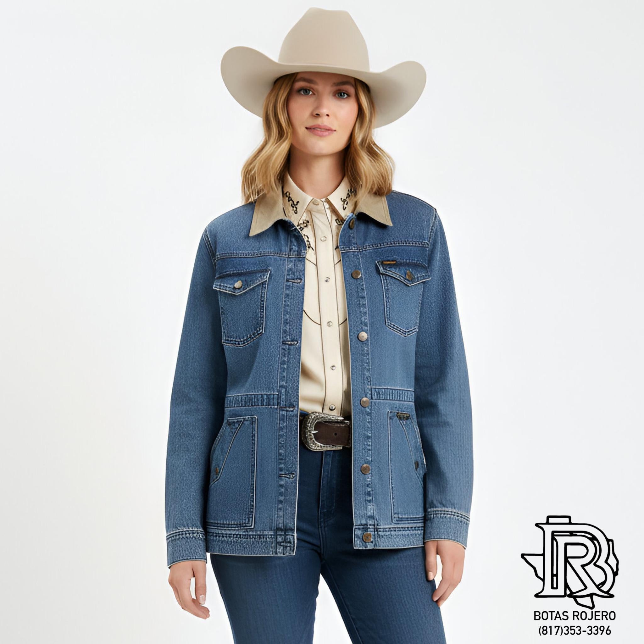 WOMEN'S UNLINED CANVAS COLLAR BARN JACKET IN DENIM |112353148