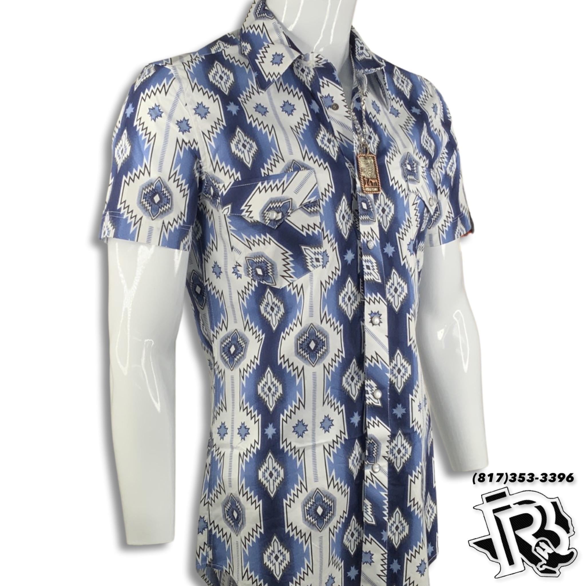 MENS SHIRT | ROCK AND ROLL BLUE AZTEC  (B1S3317)