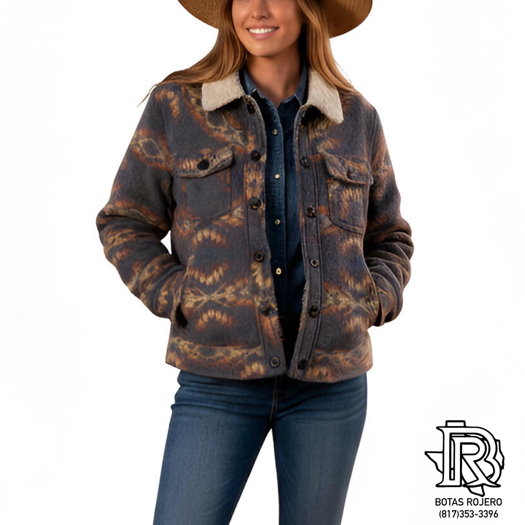 Womens Sherpa charcoal rock & roll jacket | BW92C01923