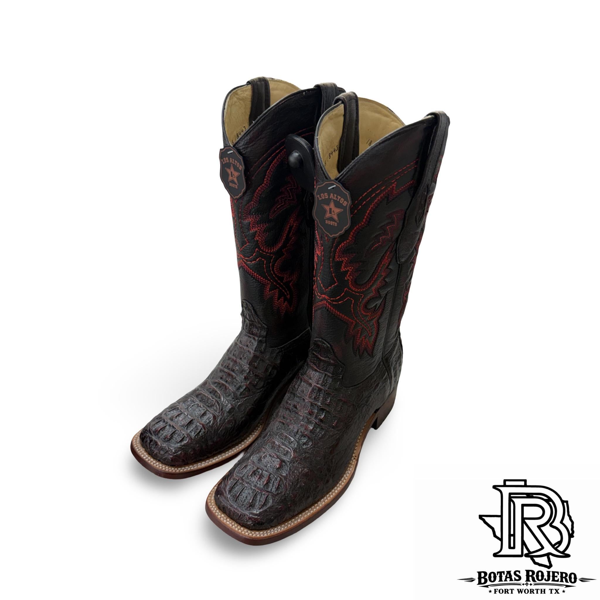 MEN’S BLACK CHERRY HORN BACK SQUARE TOE MEN WESTERN BOOTS