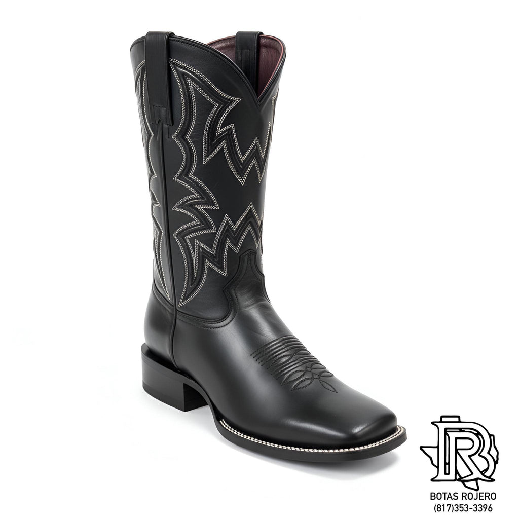 “ CASEY CALF BLACK “ | IRON SPUR WESTERN BOOTS BLACK