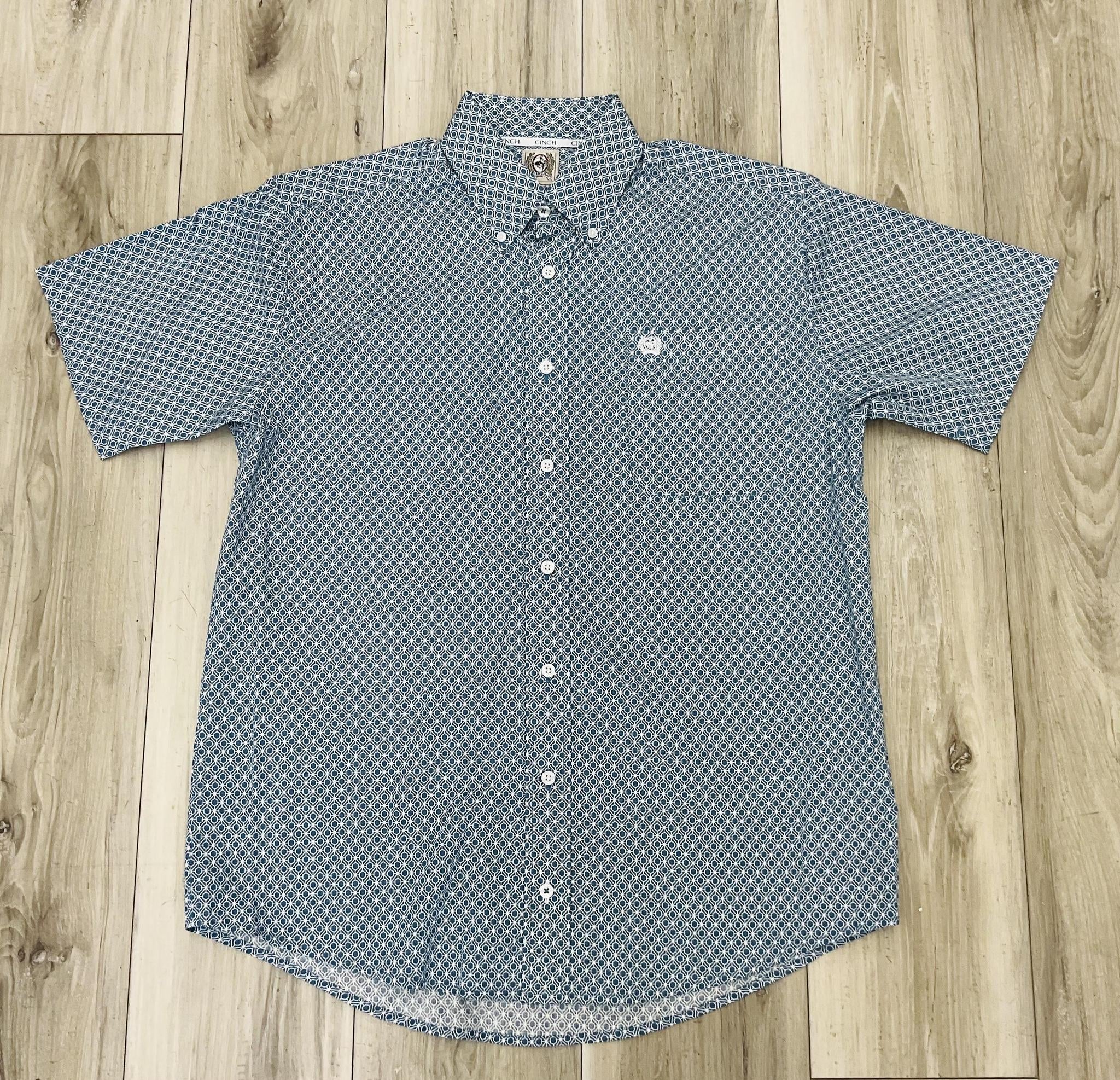 Cinch Men’s Blue Print Short sleeve Shirt | MTW1111501