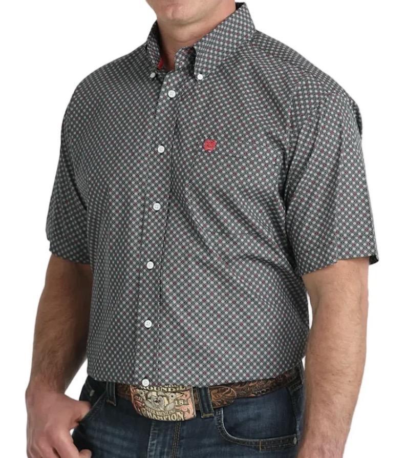 Cinch Men's Black Geo Print Button Down Shirt |MTW1111530