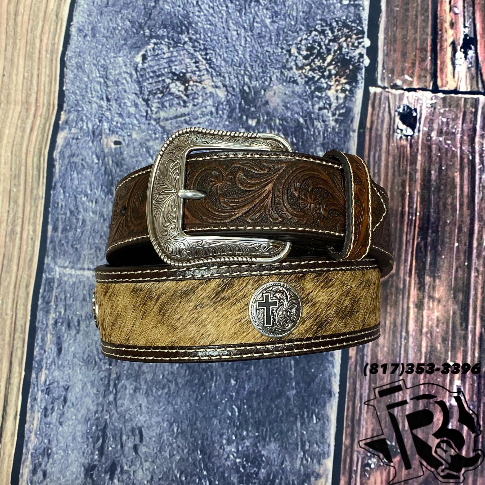 Calf Hair Cross Concho Brown Tapered 1 7/8-1 1/2 D100011302 FINAL SALE