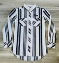 ROCK & ROLL MEN’S BLACK VINTAGE STRIPE PRINTED SNAP SHIRT | BMN2S08303