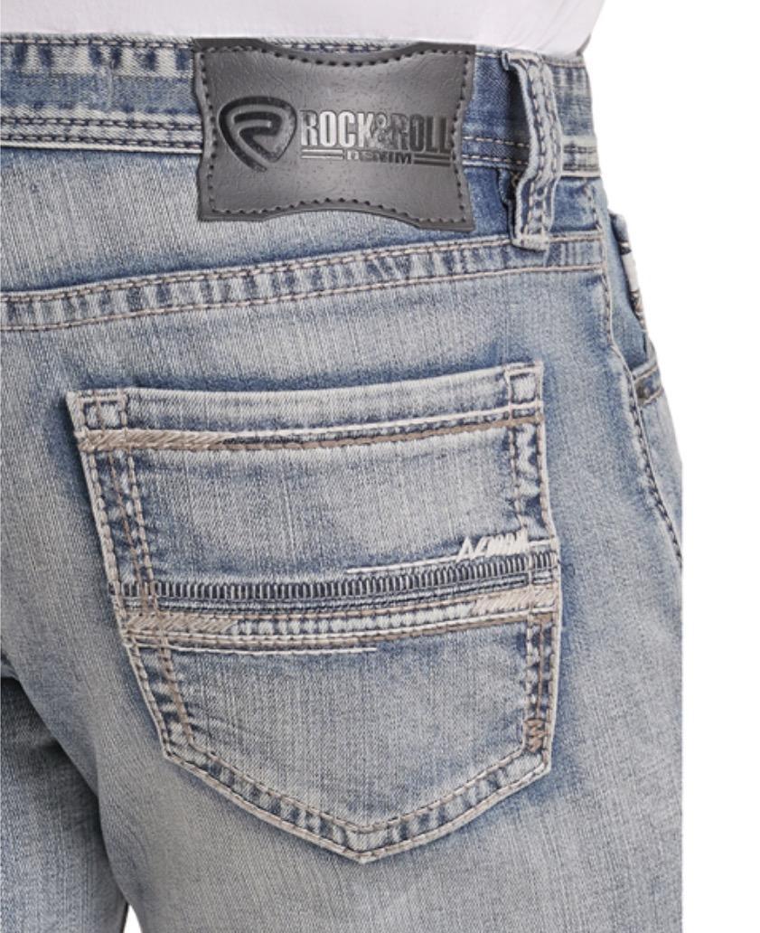 ROCK & ROLL MEN’S LIGHT WASH SLIM FIT STRAIGHT BOOT  JEANS |BM1RD09813