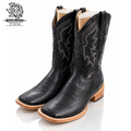" Ranch Boss " BLACK SOFT OSTRICH BOOTS SQUARE TOE BY EL GENERAL