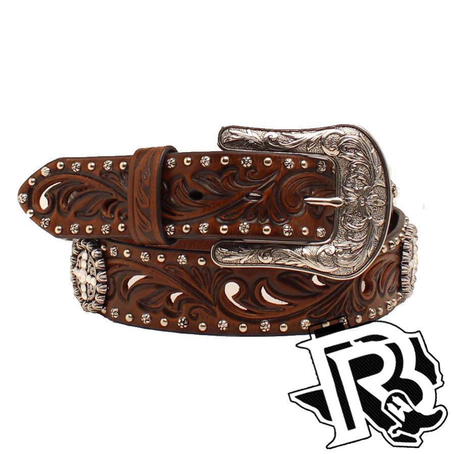 Ariat Belt Embossed Pattern Conchos with Rhinestones A1518602