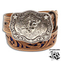 NOCONA BOYS LEATHER BELT | TOOLED LEATHER BLUE N4439027