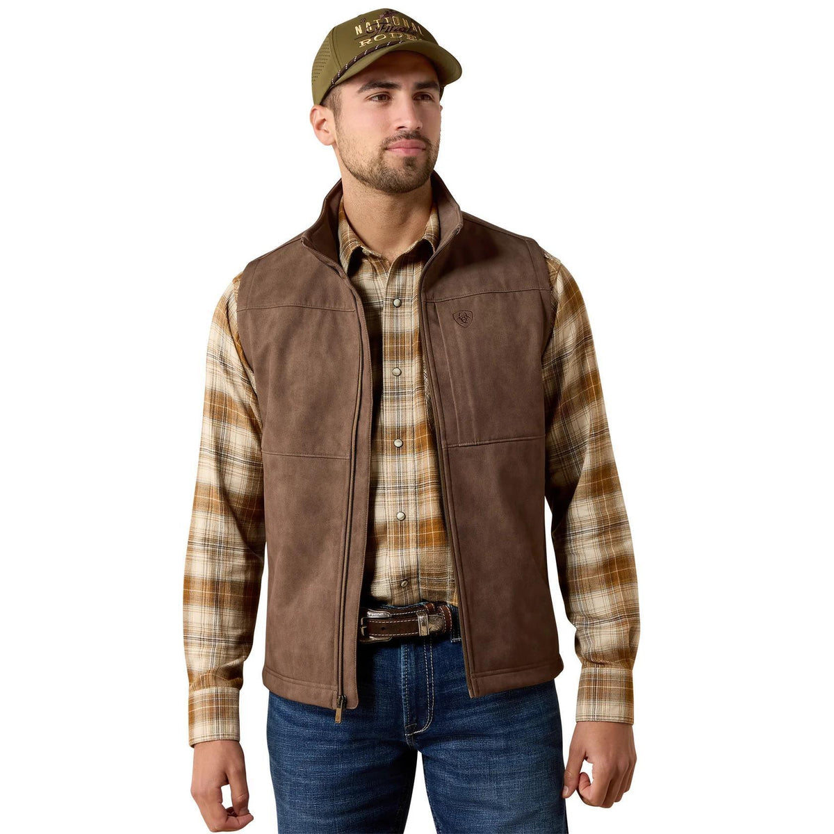 Ariat Men's Vernon Wren Faux Leather Print Softshell Vest |10079403