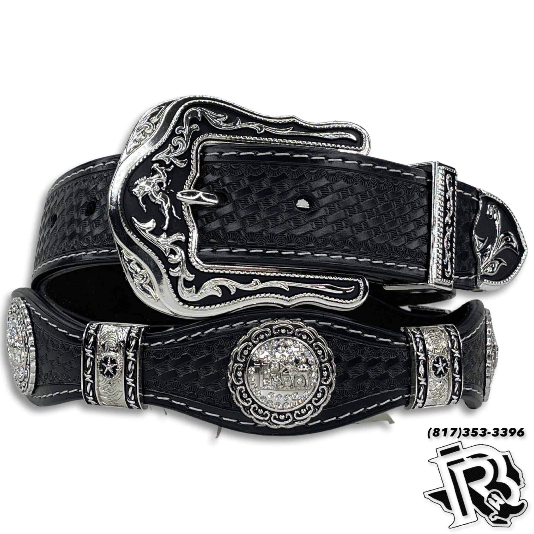 CONCHO BELT | BLACK LEATHER PRAYER COWBOY