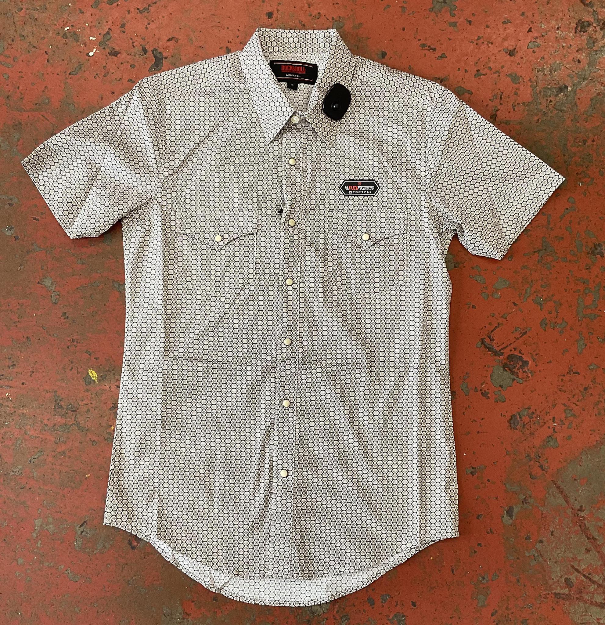 Mens Geo woven snap shirt taupe | RRMS1SR0Q9