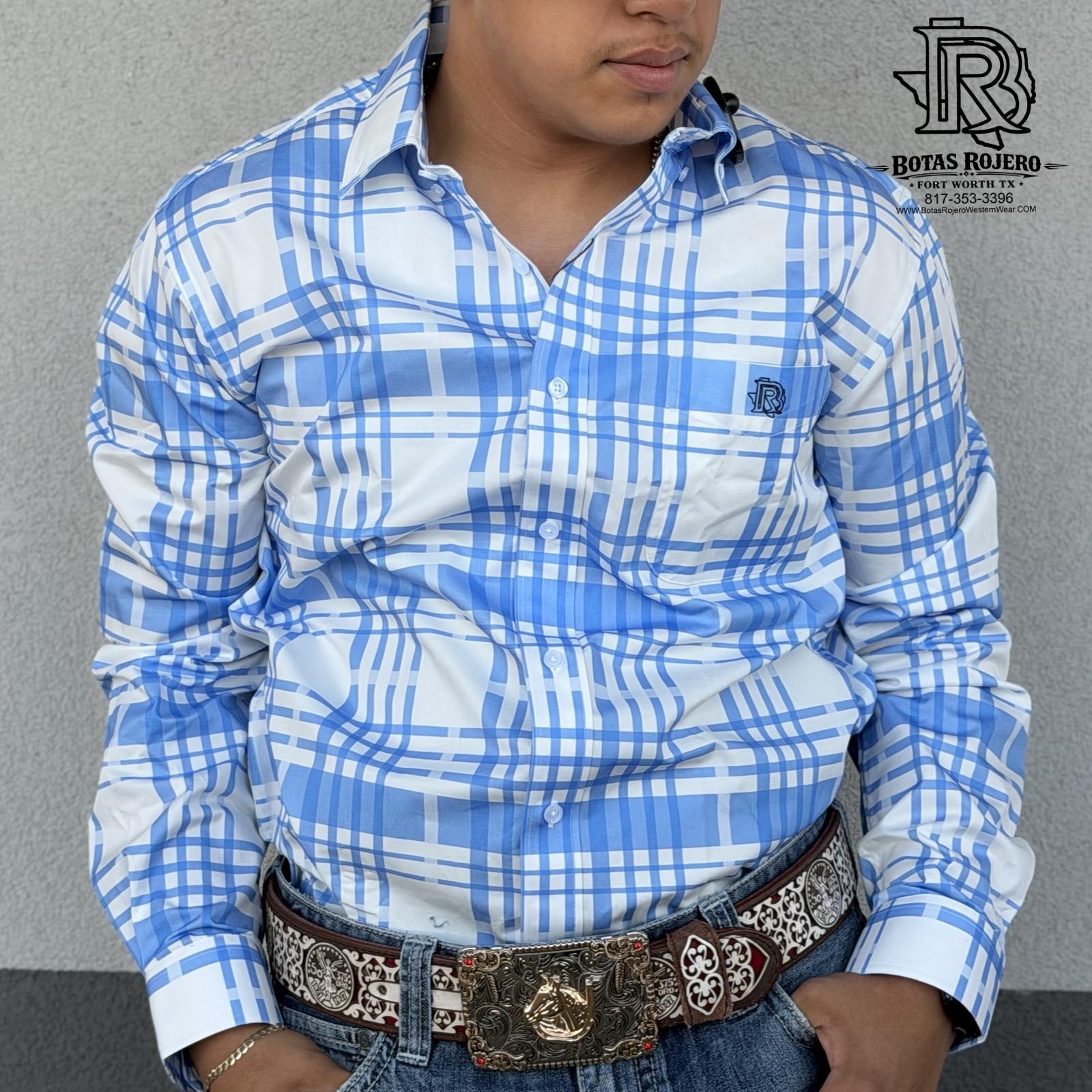 BUCK | Iron Spur Men’s Western LONG Sleeve Shirt – Classic Stripe light Blue
