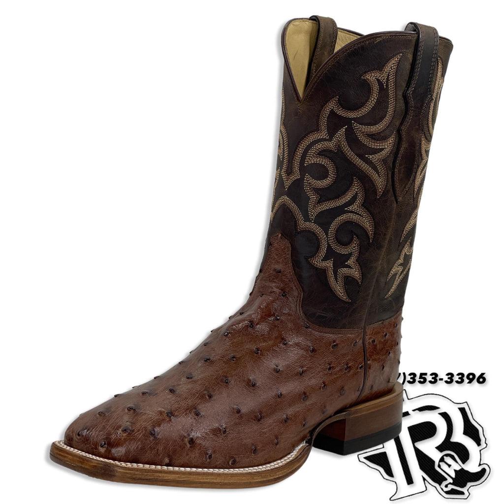“ Wagon Boss “ | OSTRICH ANTIQUE BROWN ORIGNAL JUSTIN BOOTS MEN SQUARE TOE WESTERN BOOTS P01201