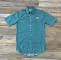 Mens short sleeve 2 PKT snap turquoise shirt panhandle |RSMS1SR19B