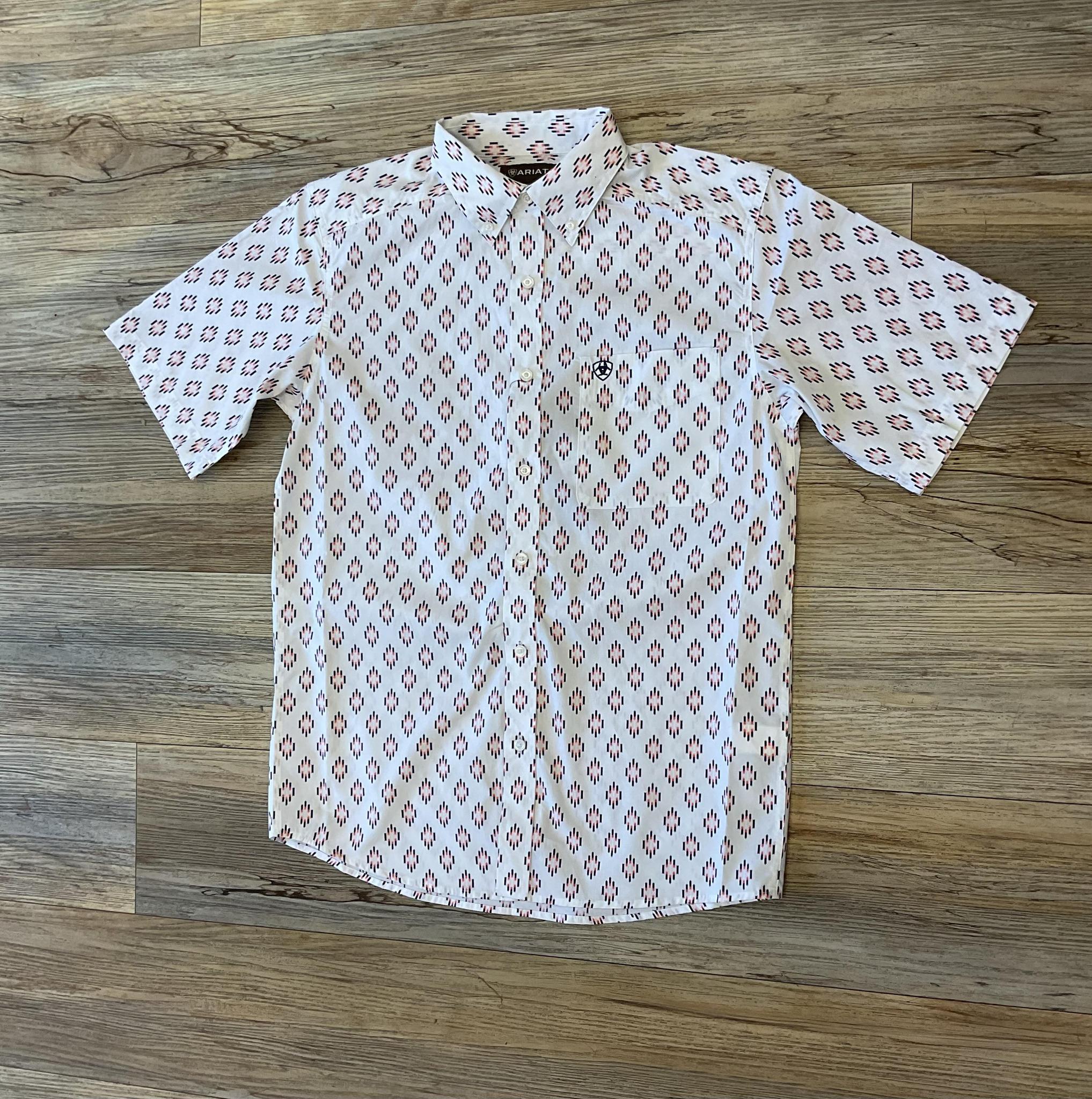 MENS ARIAT TERRANCE SHORT SLEEVE WHITE SHIRT | 10048372
