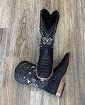 ‘’DEAN’’ MENS BLACK MATTE PYTHON PRINTED BOOTS