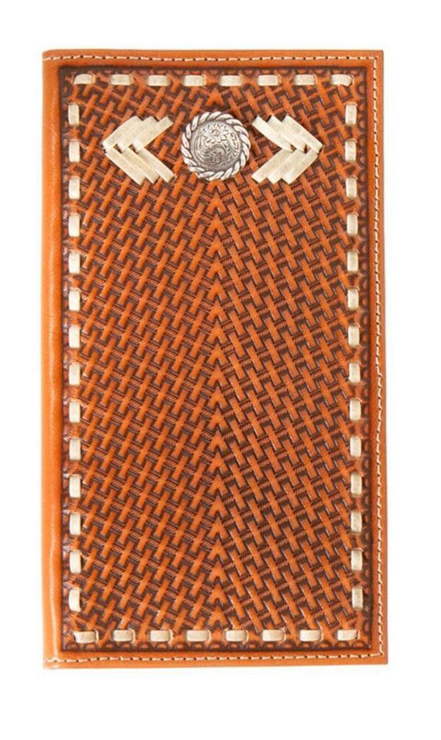 Nocona Wallets Men's Rodeo Leather Weave Concho Buck Lace Tan Money Clip | N500044708
