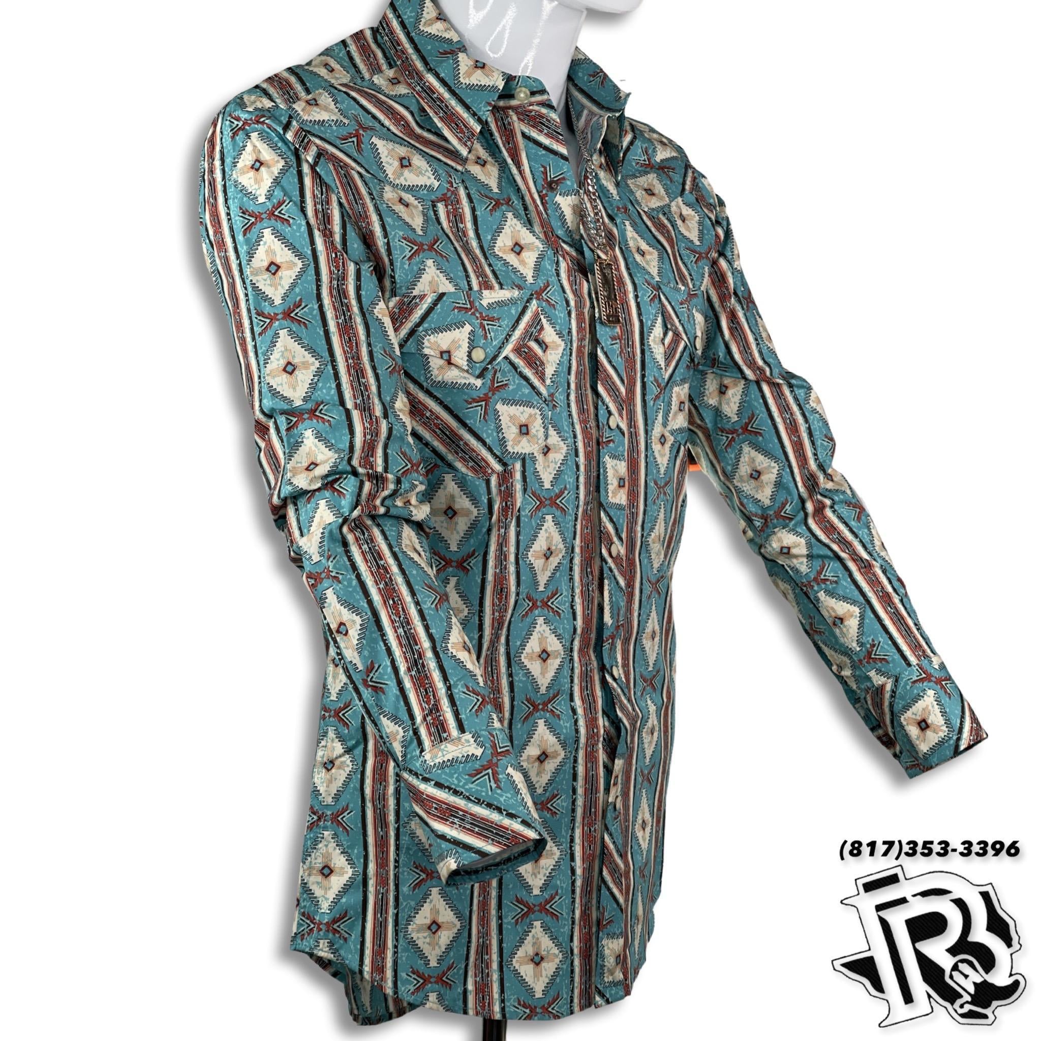 MEN’S LONG SLEEVE BUTTON UP TURQ (B2S1313)