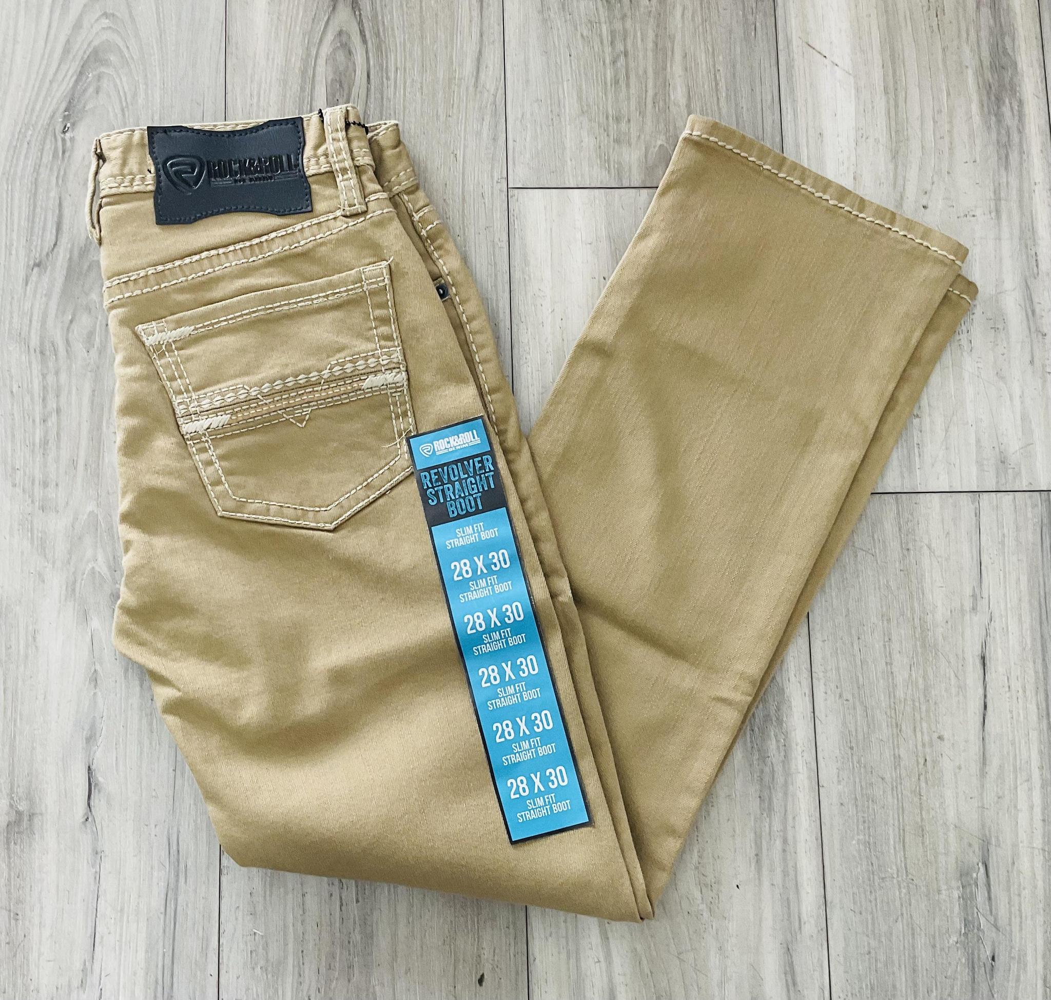 ROCK & ROLL MEN’S KHAKI SLIM FIT STRAIGHT BOOT JEANS|BM1RD06141
