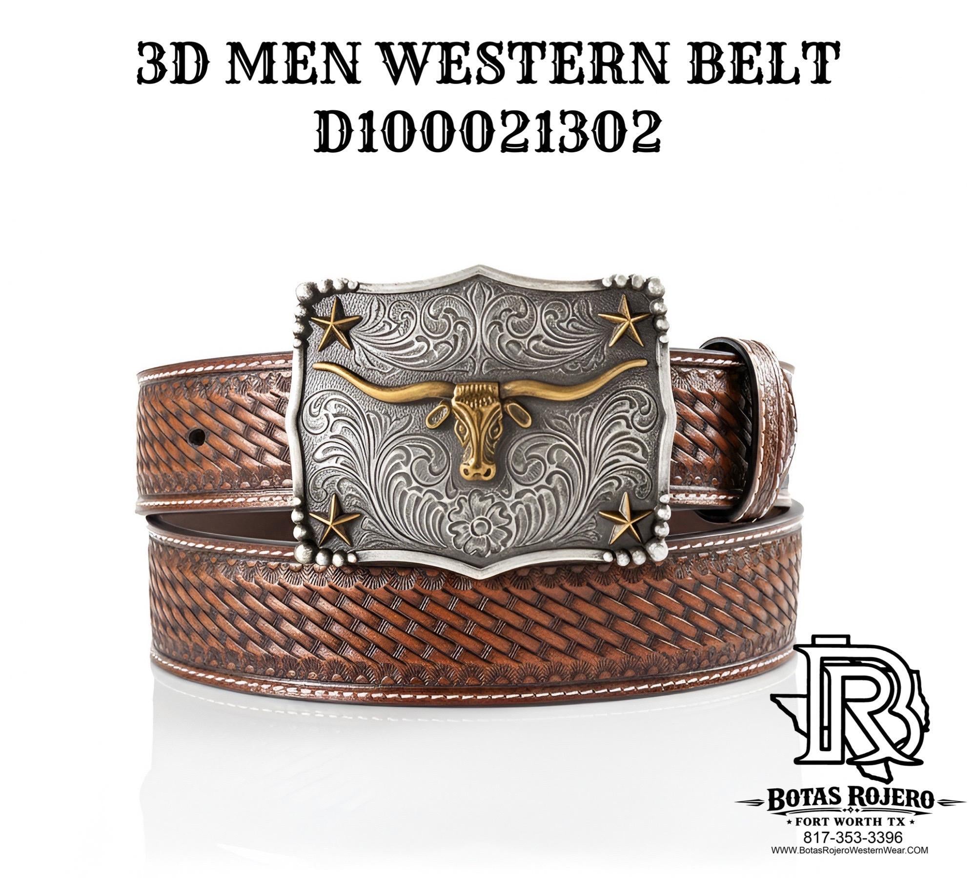 3D MEN’S BASKET BELT WITH LONGHORN BUCKLE | D100021302