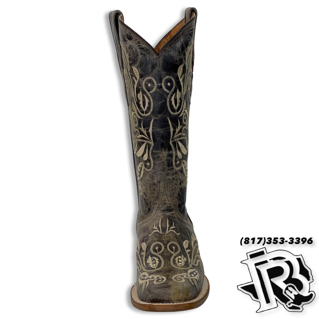 WOMEN BOOTS |WILD FLOWERS STITCHED SQUARE TOE STYLE #115342