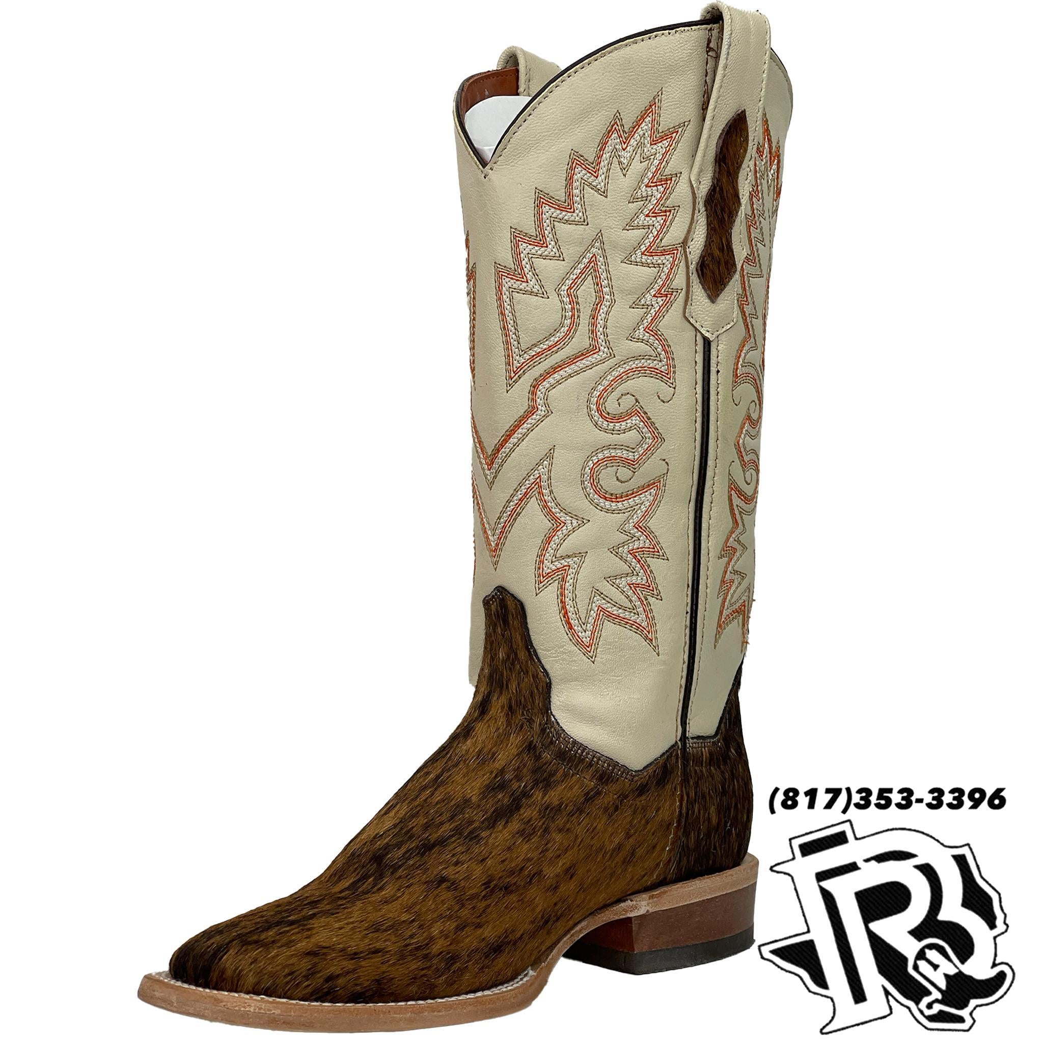 WOMEN COWHIDE BOOTS | SQUARE TOE BROWN COWHIDE