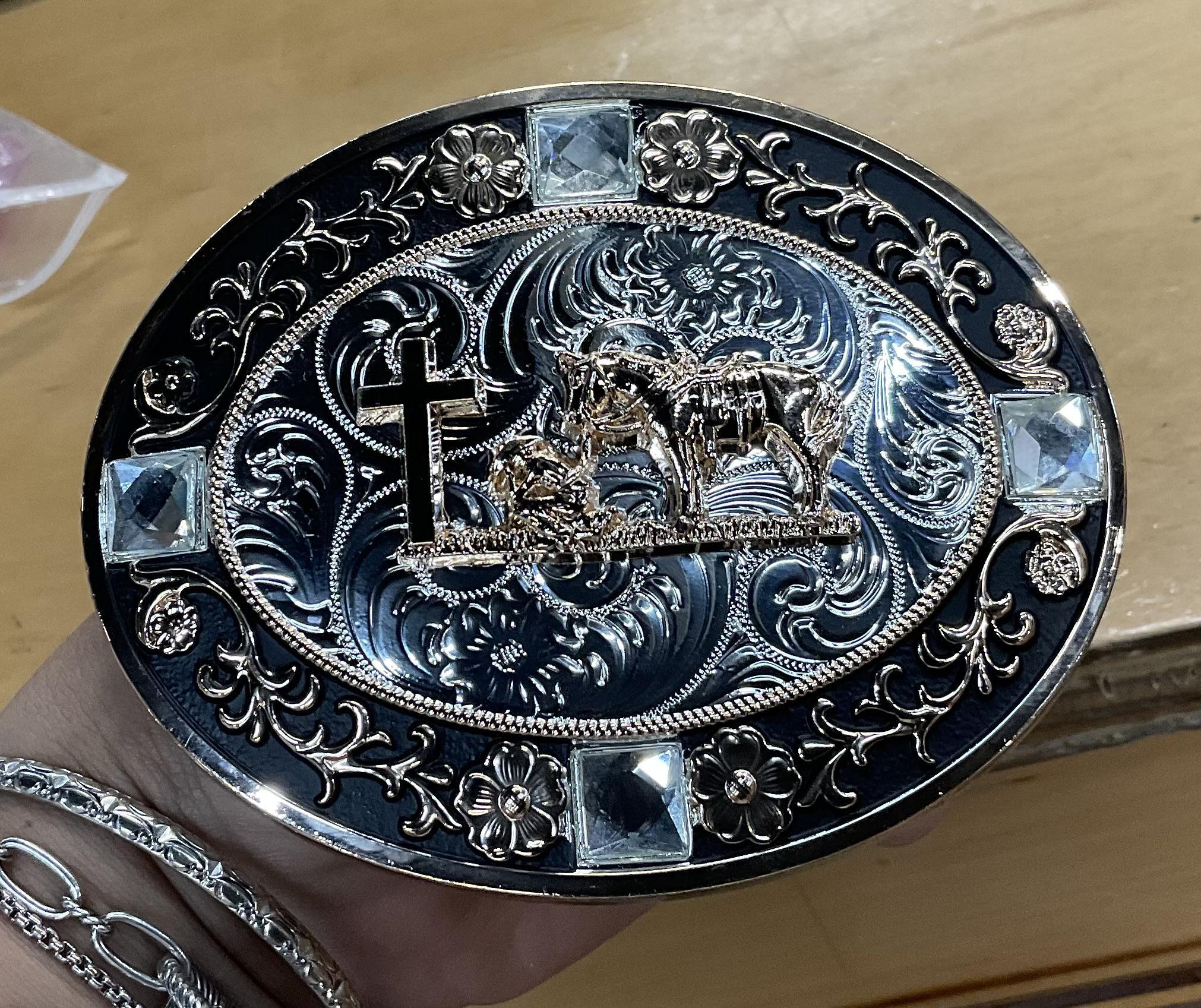 ‘’JOAN ’’  OVAL COWBOY PRAY BUCKLE