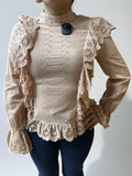 LIZ EMBROIDERY COTTON EYELET RUFFLE TOP