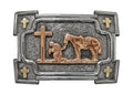 Crumrine Praying Cowboy Western Silver Belt Buckle C10103